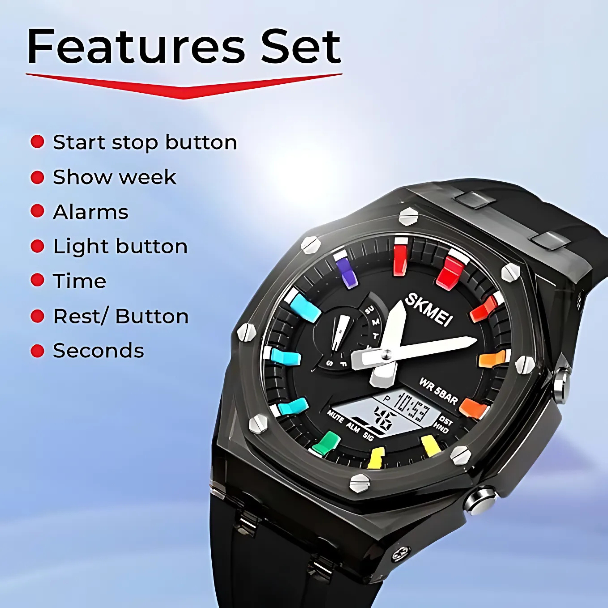 SKMEI Dual-Display Analog-Digital Watch